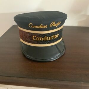 Vintage Canadian Pacific Conductor Hat with Gold Embroidery